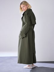 Khaki Green Funnel Trench Coat - Image 2 of 3