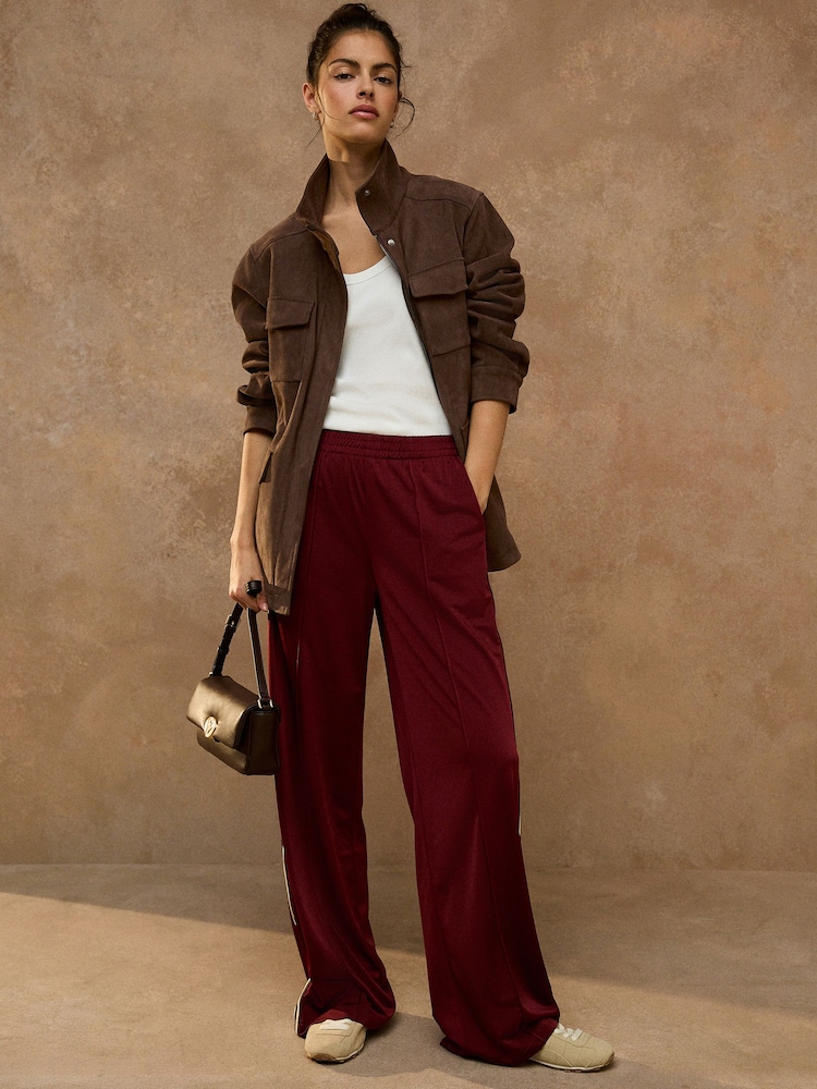 Chocolate Brown Faux Suede Cinched Jacket - Image 2 of 9 Chocolate Brown Faux Suede Cinched Jacket - Image 2 of 9