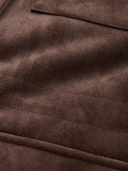 Chocolate Brown Faux Suede Cinched Jacket - Image 7 of 9