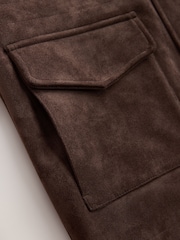 Chocolate Brown Faux Suede Cinched Jacket - Image 9 of 9
