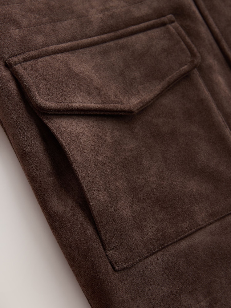 Chocolate Brown Faux Suede Cinched Jacket - Image 9 of 9 Chocolate Brown Faux Suede Cinched Jacket - Image 9 of 9