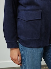 Navy Faux Suede Funnel Jacket - Image 5 of 9