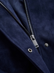 Navy Faux Suede Funnel Jacket - Image 9 of 9
