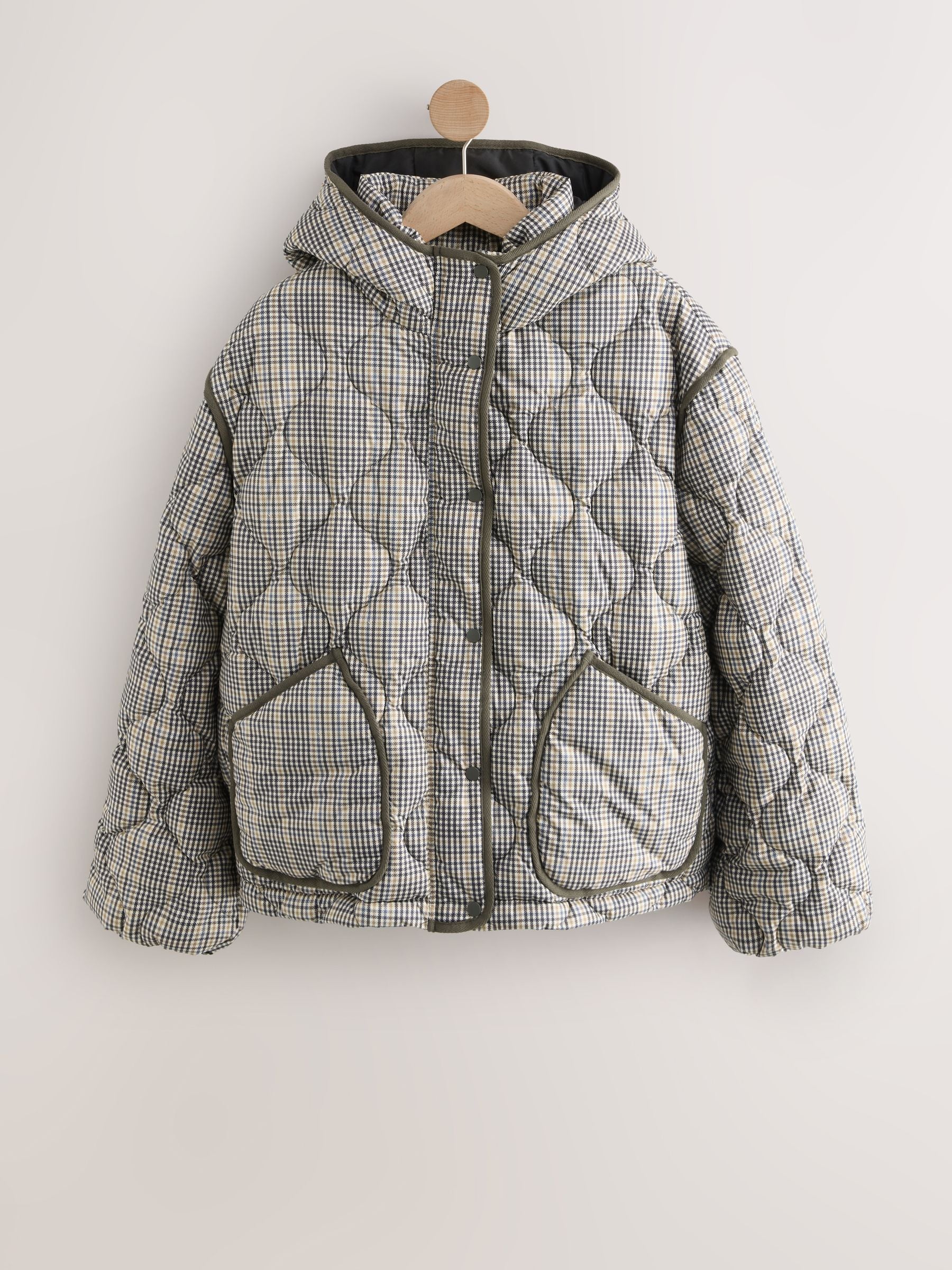 Buy Brown/Blue Check Shower Resistant Lightweight Quilted Jacket