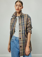 Neutral Checked Trench Coat - Image 1 of 8