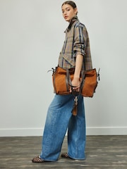 Neutral Checked Trench Coat - Image 2 of 8