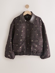 Chocolate Brown Ditsy Bomber Jacket - Image 7 of 8