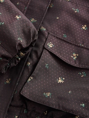 Chocolate Brown Ditsy Bomber Jacket - Image 8 of 8