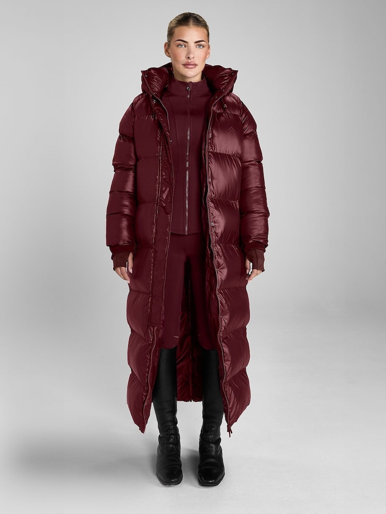 Aztec Diamond Red Heavy Quilted Long Puffer Coat - Image 2 of 7 Aztec Diamond Red Heavy Quilted Long Puffer Coat - Image 2 of 7