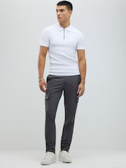 River Island White Muscle Fit Knitted Rib Polo Shirt - Image 3 of 4