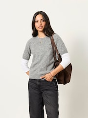 FatFace Halle Grey Wool Rich Soft Knitted Top - Image 1 of 6