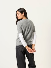 FatFace Halle Grey Wool Rich Soft Knitted Top - Image 2 of 6