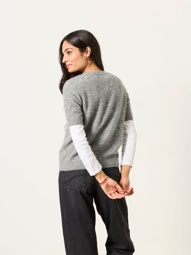 FatFace Halle Grey Wool Rich Soft Knitted Top - Image 2 of 6 FatFace Halle Grey Wool Rich Soft Knitted Top - Image 2 of 6