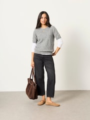 FatFace Halle Grey Wool Rich Soft Knitted Top - Image 4 of 6