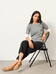 FatFace Halle Grey Wool Rich Soft Knitted Top - Image 5 of 6