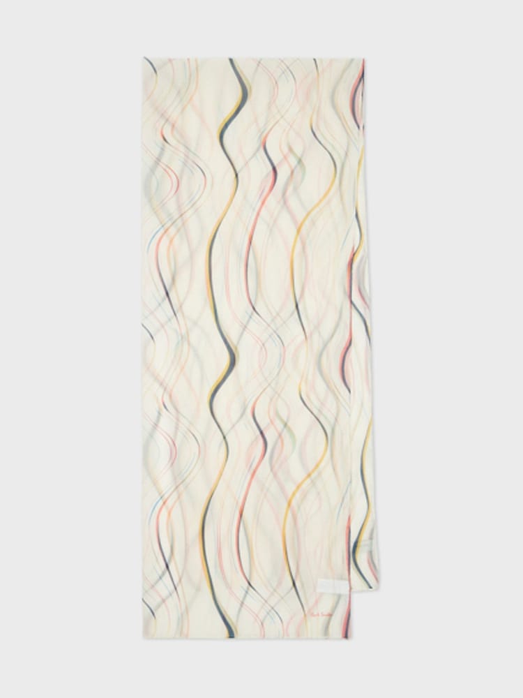 PS Paul Smith White Signature Swirl Scarf - Image 1 of 4 PS Paul Smith White Signature Swirl Scarf - Image 1 of 4