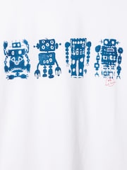 PS Paul Smith White Robot Graphic Print T-Shirt - Image 6 of 6