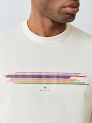 PS Paul Smith White Casual Fit Stripe Graphic Print T-Shirt - Image 4 of 5