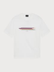 PS Paul Smith White Casual Fit Stripe Graphic Print T-Shirt - Image 5 of 5