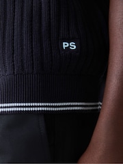 PS Paul Smith Blue Contrast Placket Knitted Polo Shirt - Image 4 of 5