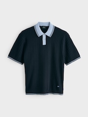 PS Paul Smith Blue Contrast Placket Knitted Polo Shirt - Image 5 of 5
