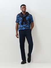 PS Paul Smith Blue Print Knitted Polo Shirt - Image 2 of 4