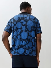 PS Paul Smith Blue Print Knitted Polo Shirt - Image 3 of 4