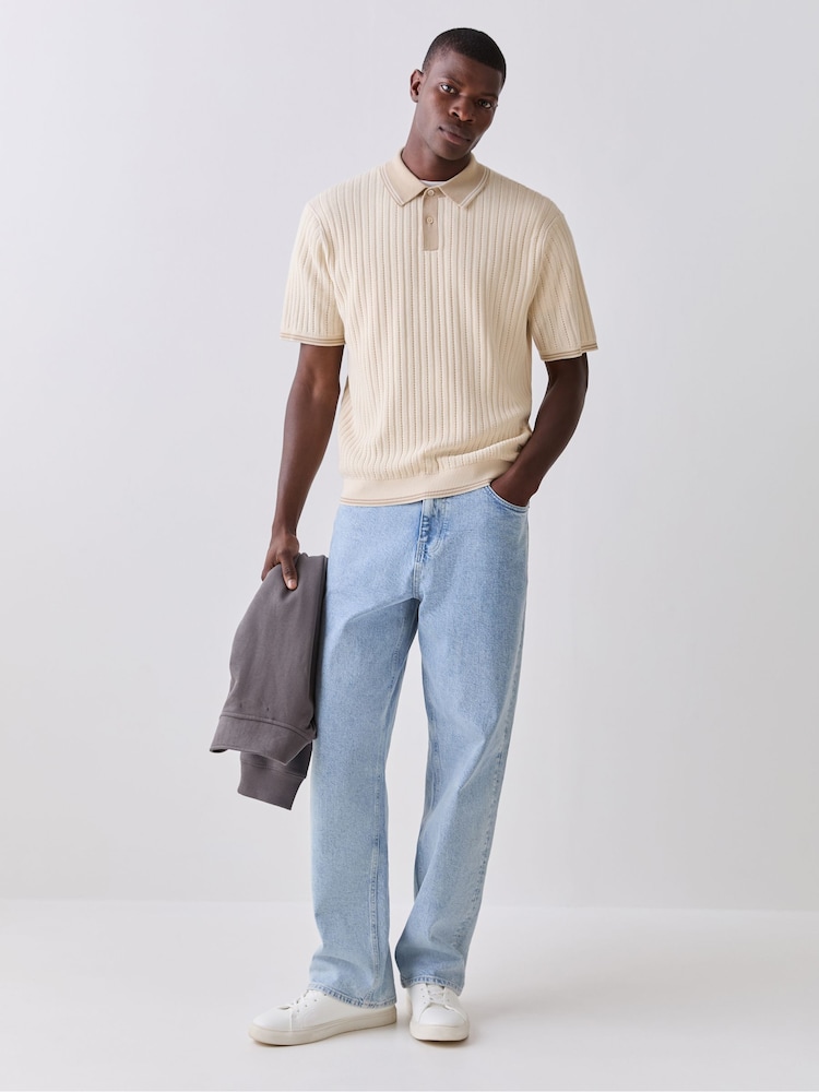 PS Paul Smith Natural Contrast Placket Knitted Polo Shirt - Image 2 of 6