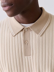 PS Paul Smith Natural Contrast Placket Knitted Polo Shirt - Image 4 of 6