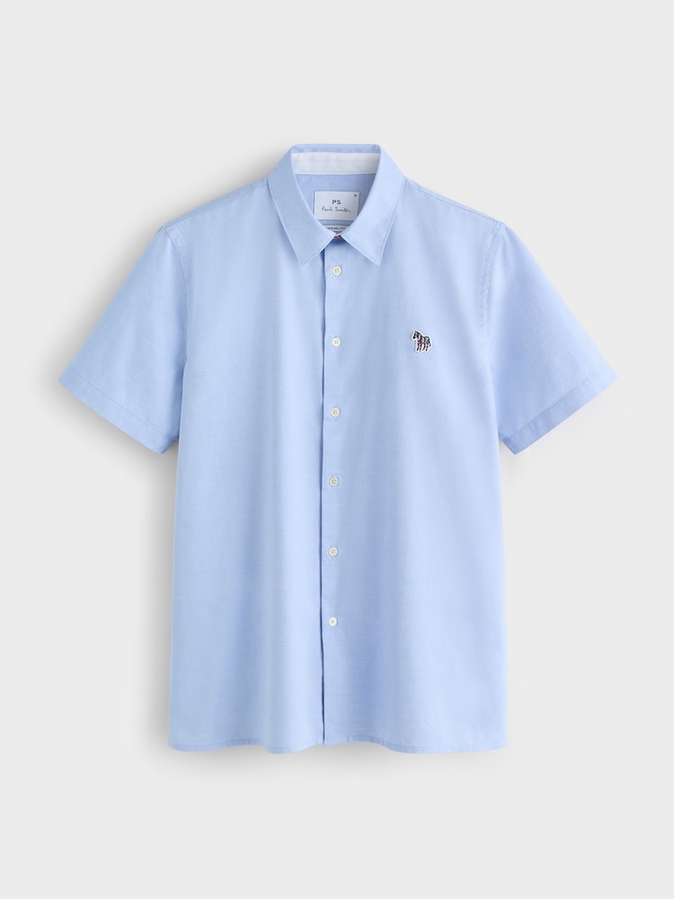 PS Paul Smith Blue Casual-Fit Short Sleeve Logo Shirt - Image 4 of 4