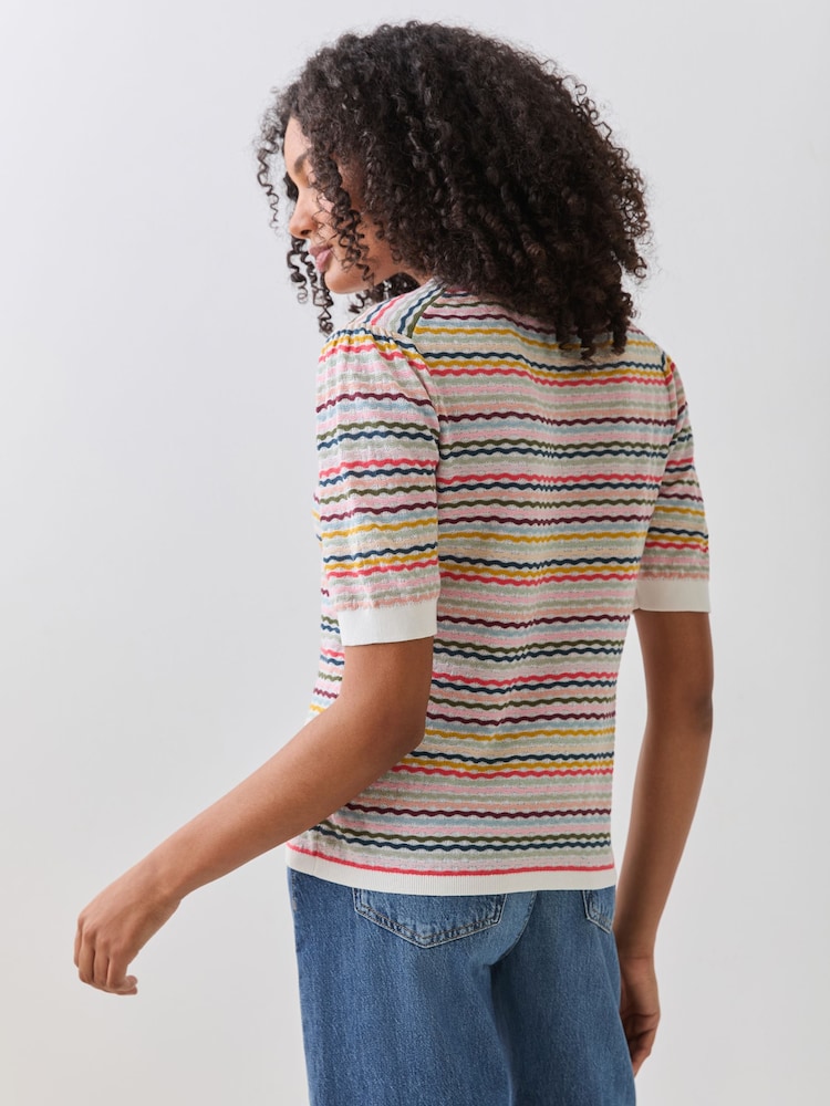 PS Paul Smith Pink Signature Stripe Knitted T-Shirt - Image 2 of 5