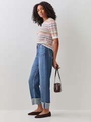 PS Paul Smith Pink Signature Stripe Knitted T-Shirt - Image 3 of 5