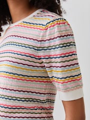 PS Paul Smith Pink Signature Stripe Knitted T-Shirt - Image 4 of 5