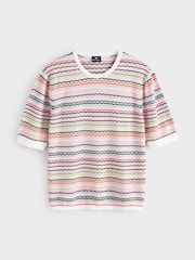 PS Paul Smith Pink Signature Stripe Knitted T-Shirt - Image 5 of 5