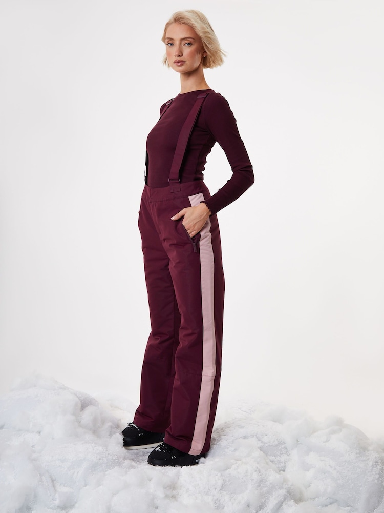 Threadbare Red Side Stripe Padded Ski Trousers with Braces - Image 1 of 7 Threadbare Red Side Stripe Padded Ski Trousers with Braces - Image 1 of 7