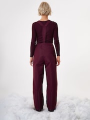 Threadbare Red Side Stripe Padded Ski Trousers with Braces - Image 2 of 7