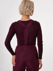 Threadbare Red Side Stripe Padded Ski Trousers with Braces - Image 3 of 7