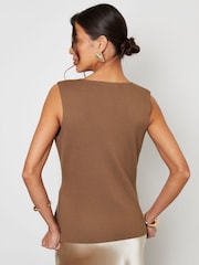 Threadbare Light Brown Ribbed Knitted Waistcoat - Image 2 of 5