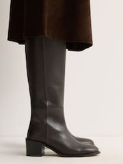 Jigsaw Brown Leather Heeled Riding Boots - Image 1 of 7