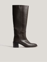 Jigsaw Brown Leather Heeled Riding Boots - Image 3 of 7