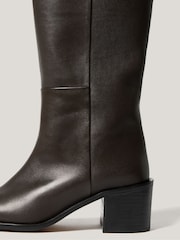 Jigsaw Brown Leather Heeled Riding Boots - Image 6 of 7