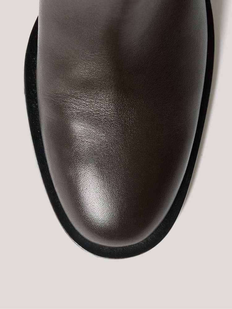 Jigsaw Brown Leather Heeled Riding Boots - Image 7 of 7 Jigsaw Brown Leather Heeled Riding Boots - Image 7 of 7