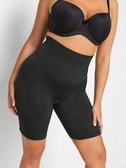 Yours Curve Black Seamless Tummy Control High Waisted Shorts - Image 1 of 2