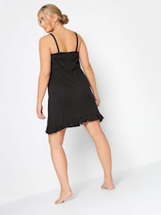 Yours Curve Black Frill Ribbed Cotton Chemise - Image 3 of 4
