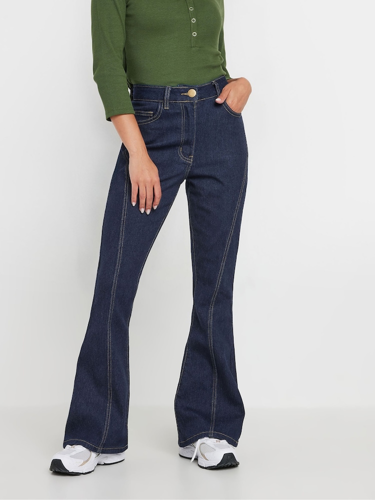 PixieGirl Petite Blue Seam Front Flared Jeans - Image 2 of 4 PixieGirl Petite Blue Seam Front Flared Jeans - Image 2 of 4