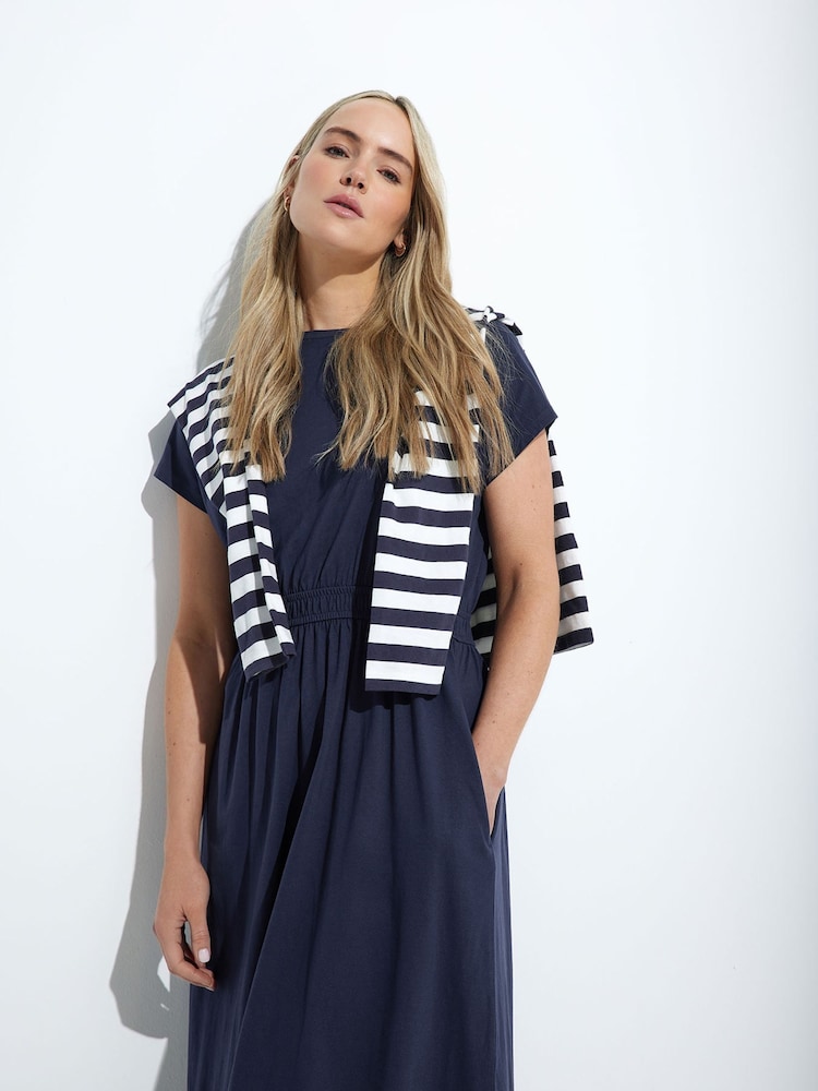 Long Tall Sally Blue Jersey Shirred Waist Maxi Dress - Image 5 of 5