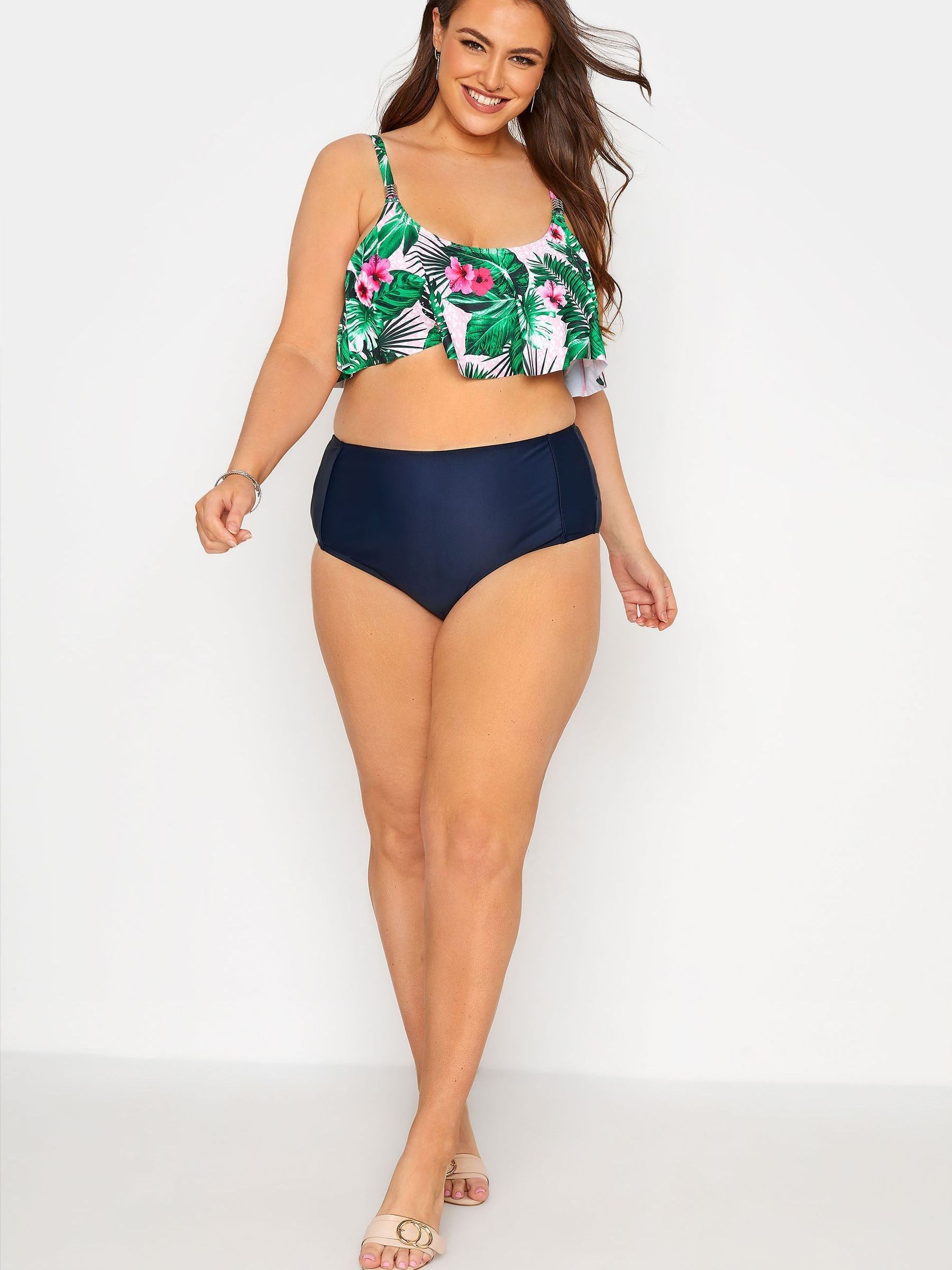 Yours Curve Women's Blue Tummy Control High Waist Bikini Briefs