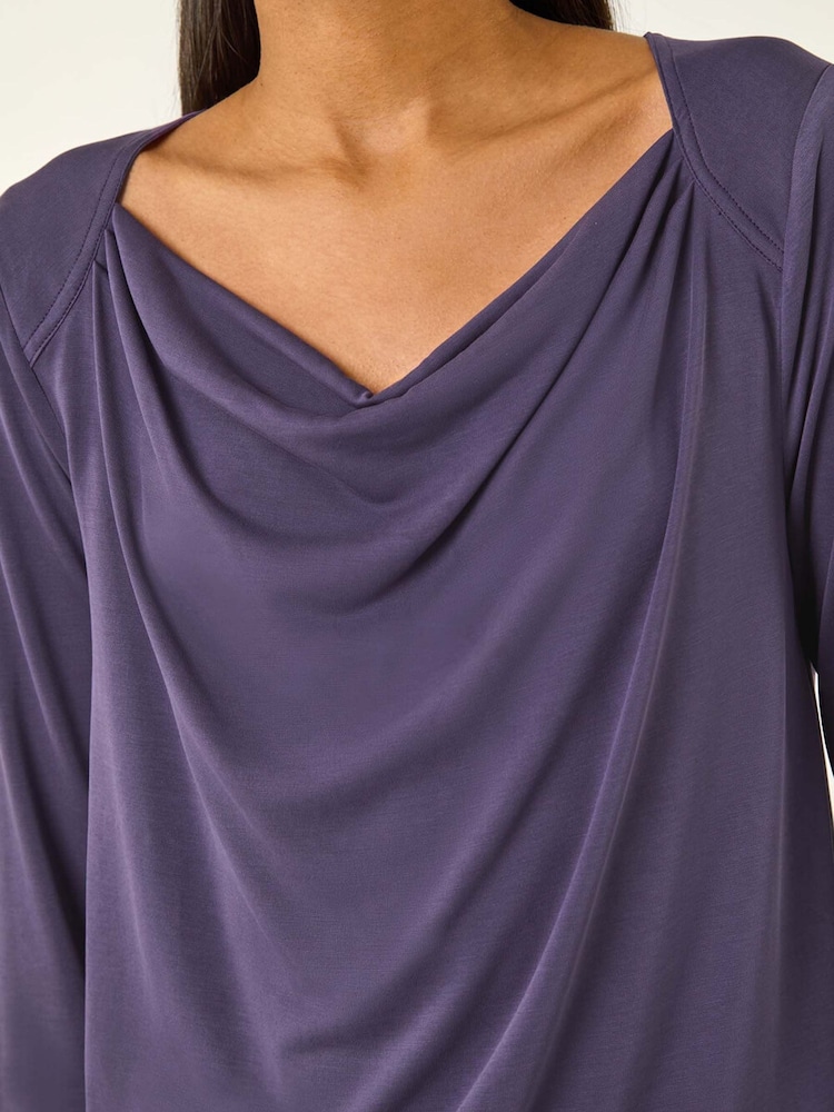 Roman Purple Cowl Neck Premium Stretch Blouse - Image 5 of 5 Roman Purple Cowl Neck Premium Stretch Blouse - Image 5 of 5