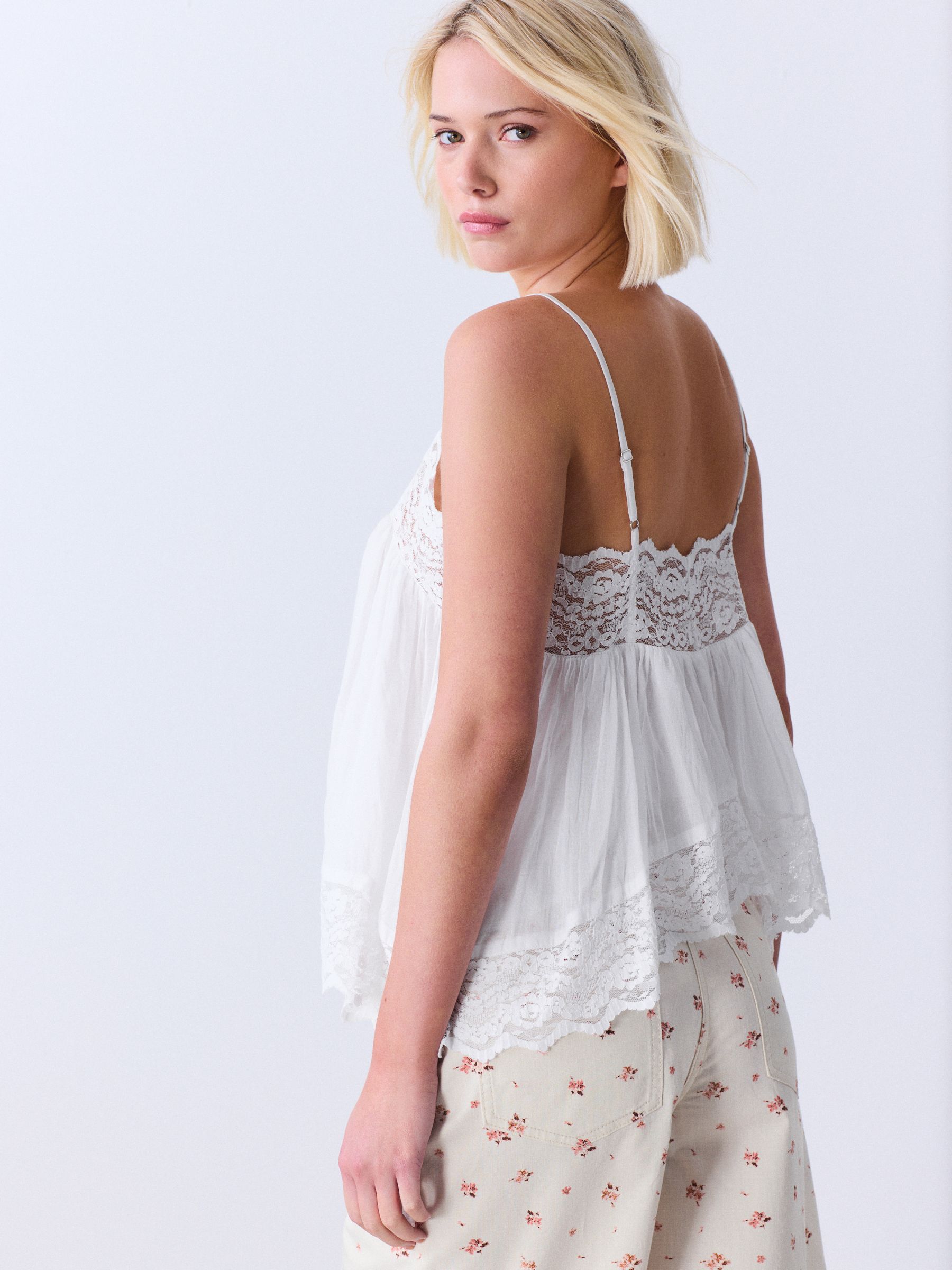 Buy White Lace Trim Cami Top from Next Romania