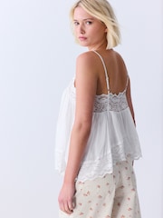 White Lace Trim Cami Top - Image 4 of 8